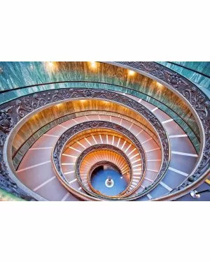Fotokunst schilderij kleurrijke trappenhuis