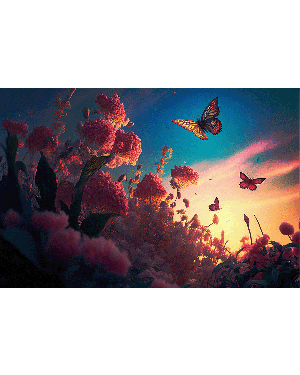 Fotokunst schilderij bloemen vlinders
