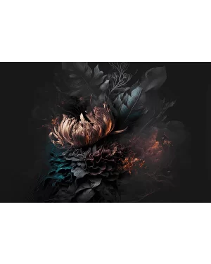Fotokunst schilderij koper blauw botanisch