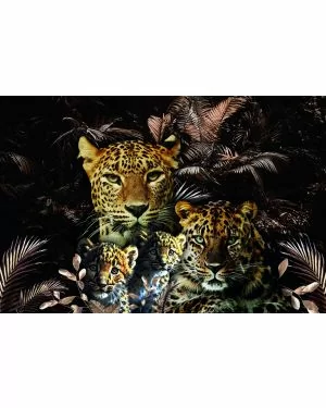 Fotokunst schilderij luipaarden familie 