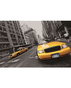Gele New York taxi op glas