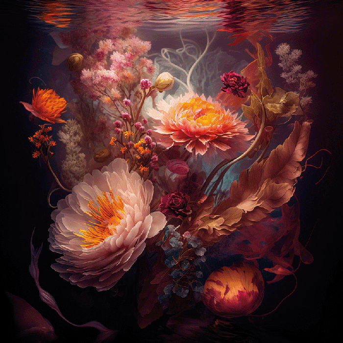 Bloemen Schilderijen: Fotokunst schilderij water bloemen