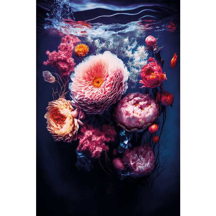 Bloemen Schilderijen: Fotokunst schilderij bloemen magenta