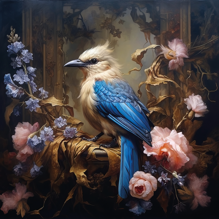 White blue bird - ps