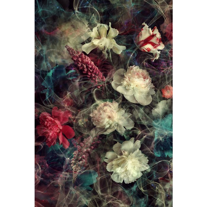 Glas schilderijen: Foto kunst schilderij smoky flowers