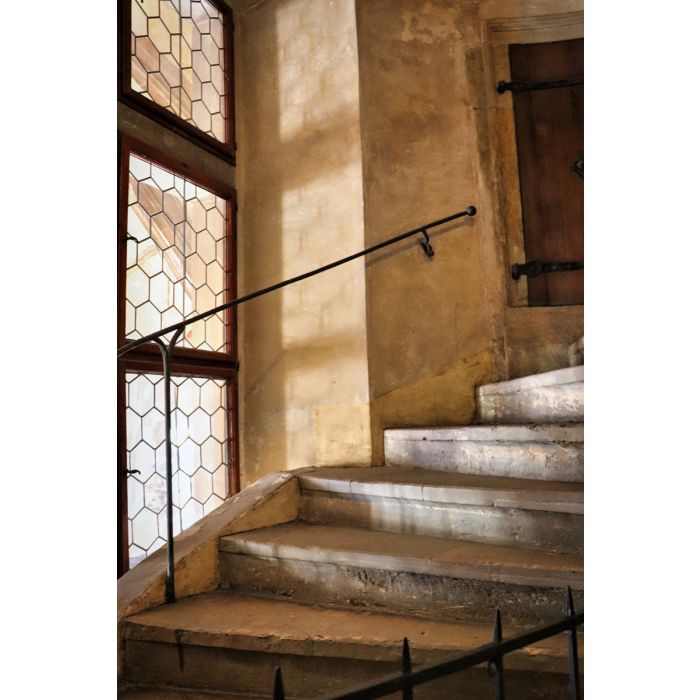 Glas schilderijen: Fotokunst schilderij stair steps 