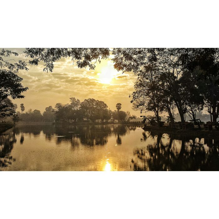 Glas schilderijen: Fotokunst schilderij lake view