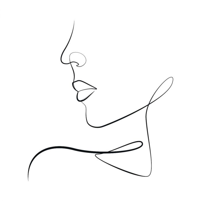 Figuratieve Schilderijen: Fotokunst schilderij line face