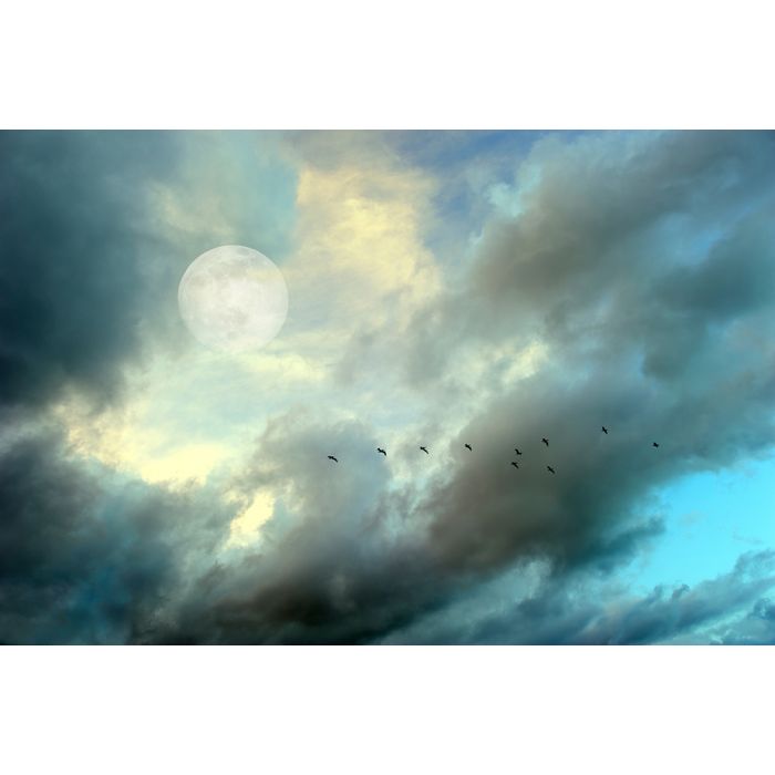 Glas schilderijen: Fotokunst schilderij maan lucht