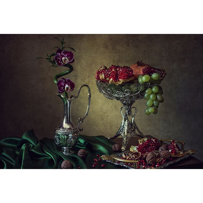 Glas schilderijen: Fotokunst schilderij stilleven fruit