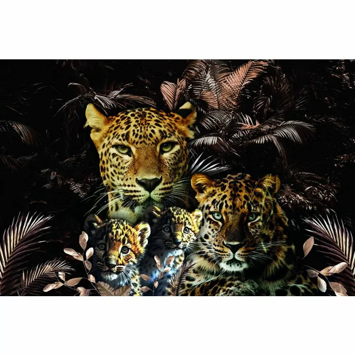 Foto Kunst Schilderijen: Fotokunst schilderij luipaarden familie 