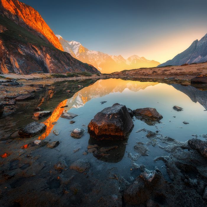 Landschappen Schilderijen: Beton schilderij berg landschap