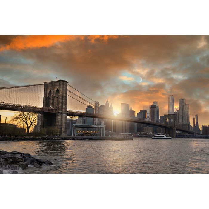 Glas schilderijen: Beton schilderij Bridge New York