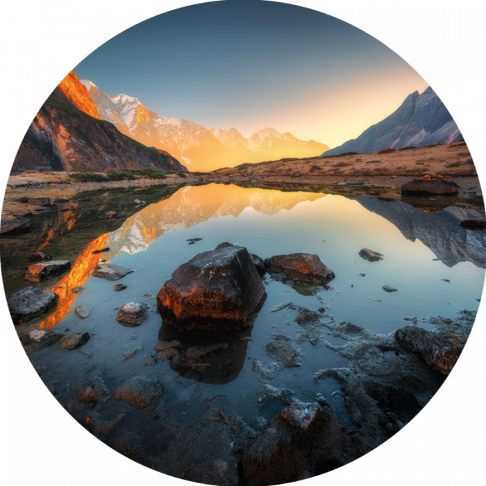 Foto Kunst Schilderijen: Rond beton schilderij Himalaya 