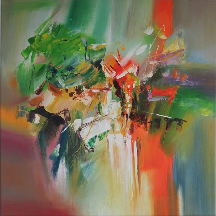 Abstracte Schilderijen: Kleurrijk abstract schilderij bestel 