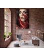 Figuratieve Schilderijen: Fotokunst schilderij bordeaux rode vrouw