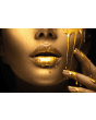 Figuratieve Schilderijen: Fotokunst schilderij golden lips