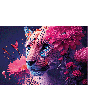 Bloemen Schilderijen: Fotokunst schilderij magenta luipaard