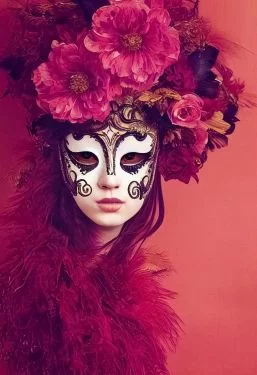 Fotokunst schilderij magenta masker