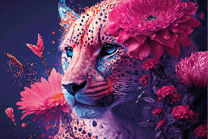 Fotokunst schilderij magenta luipaard