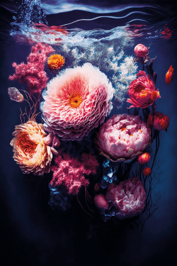 Fotokunst schilderij bloemen magenta
