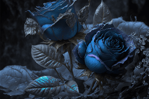 Fotokunst schilderij blauwe rozen