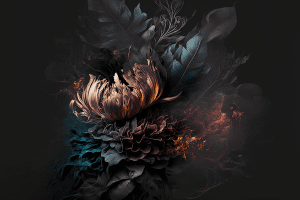 Fotokunst schilderij koper blauw botanisch