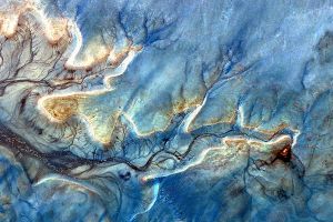 Foto kunst schilderij blue Africa aerial view