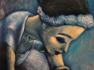 Schilderij ballerina blauw 80x100