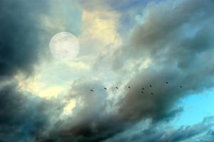 Fotokunst schilderij maan lucht
