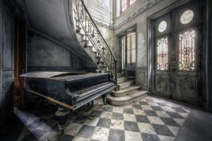 Foto kunst schilderij piano entree