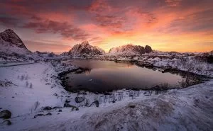 Beton schilderij Norway sunset