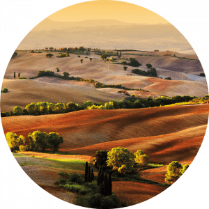 Rond beton schilderij Tuscany