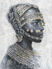 Afrikaanse Man Cultureel Munten Olieverf Schilderij 90x120